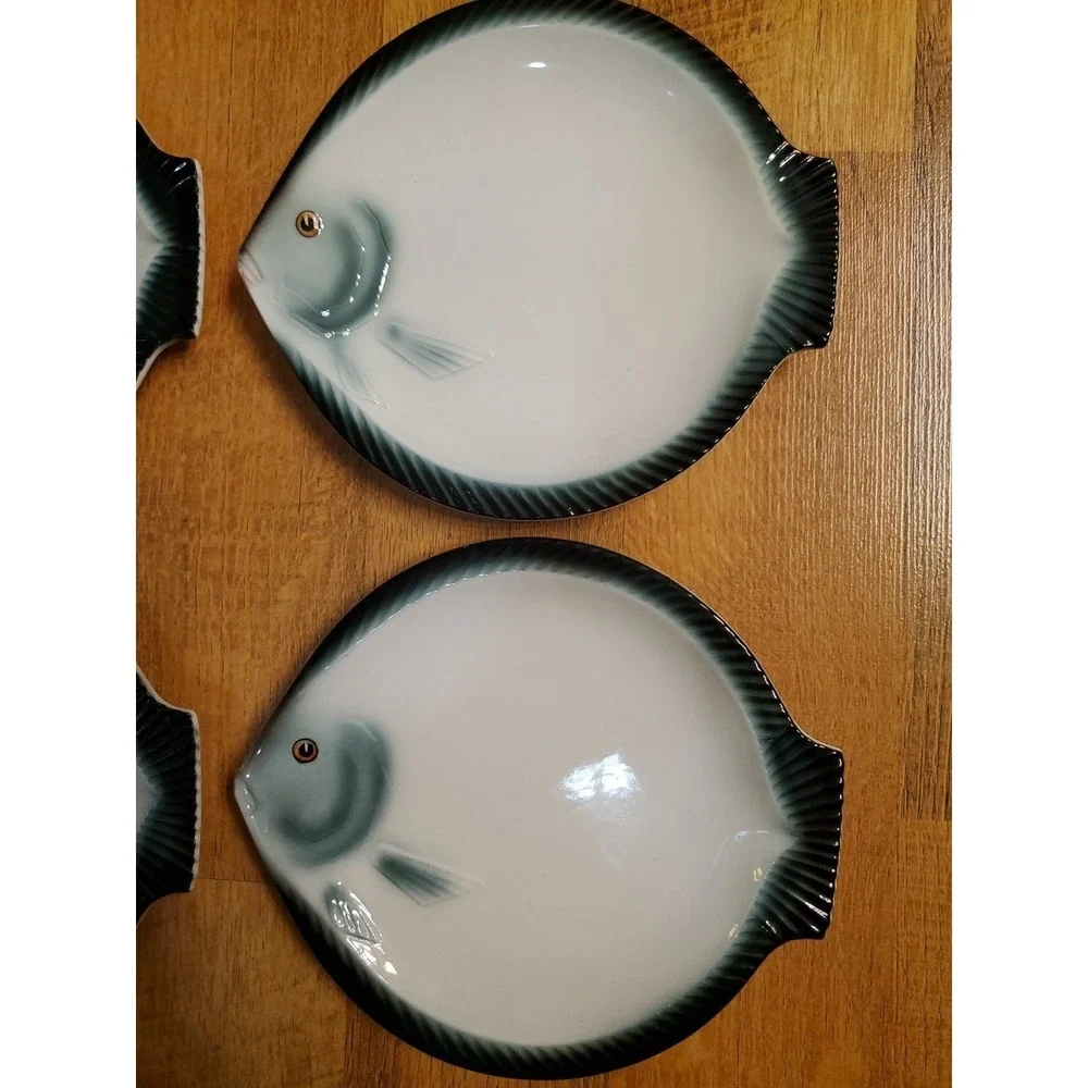 Vtg Ucagco Japan Fish Plate SET OF 4 8